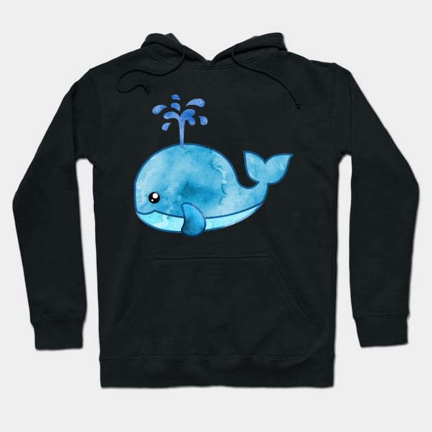 Watercolor Blue Whale Hoodie by lunamoonart